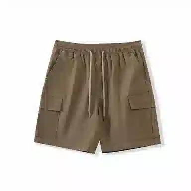 我是大卫 纯色简约宽松抽绳直筒休闲短裤 男女同款