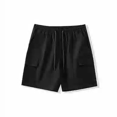 我是大卫 纯色简约宽松抽绳直筒休闲短裤 男女同款