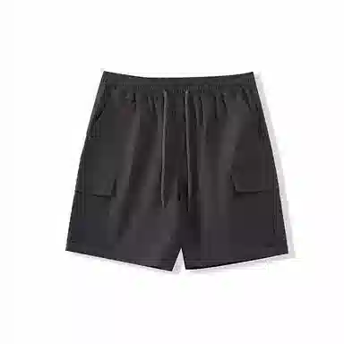 我是大卫 纯色简约宽松抽绳直筒休闲短裤 男女同款