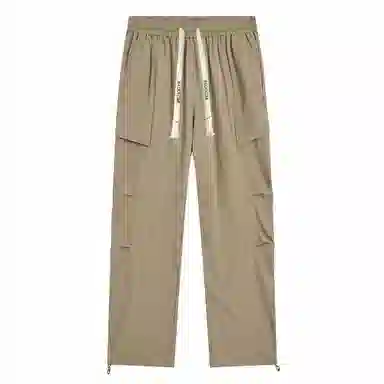 大卫贝肯 美式高街基础款纯色品牌字母刺绣抽绳宽松舒适帅气伞兵工装直筒可束脚休闲裤 男女同款