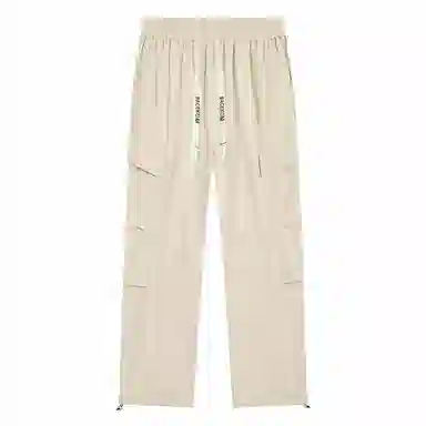 大卫贝肯 美式高街基础款纯色品牌字母刺绣抽绳宽松舒适帅气伞兵工装直筒可束脚休闲裤 男女同款