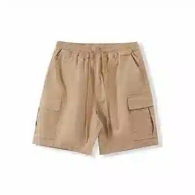 我是大卫 纯色简约宽松抽绳直筒休闲短裤 男女同款