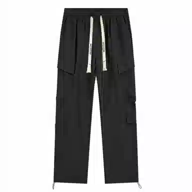 大卫贝肯 美式高街基础款纯色品牌字母刺绣抽绳宽松舒适帅气伞兵工装直筒可束脚休闲裤 男女同款