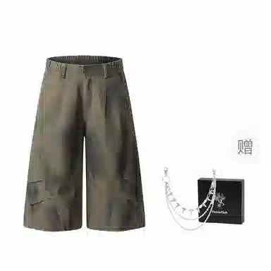 梁拌泡菜 复古嘻哈做旧宽松百搭时尚潮流牛仔短裤 男女同款