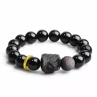 【瑞兽醒狮】 印象眸 新中式祥云跑环如意吉祥诸事顺遂多财多福高级感通勤转运珠素圈手饰 礼盒包装#好运 黑曜石 手串 男女同款情侣款