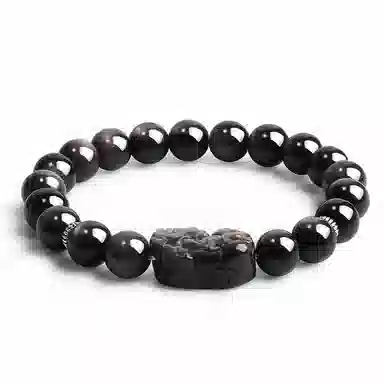 【来财貔貅】 印象眸  新中式精致简约古风多财多福素圈转运珠通勤高级设计感手饰 礼盒包装#好运 黑曜石 手串 男女同款情侣款