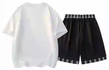 王者荣耀 鲁班七号星空梦想款美式复古下摆拼接基础款设计宽松短袖短裤两件套氛围感百搭简约休闲运动套装 男女同款