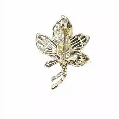 【黄色枫叶】 指尖瑰宝 中式镂空高级感轻奢高档花朵胸花压襟衣饰别针西装大衣百搭单品 合金 胸针 男女同款情侣款