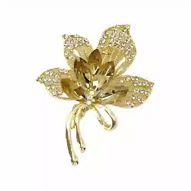 【黄色枫叶】 指尖瑰宝 中式镂空高级感轻奢高档花朵胸花压襟衣饰别针西装大衣百搭单品 合金 胸针 男女同款情侣款