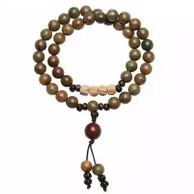 木盛缘 【快乐加倍招财转运】新中式复古风诸事顺利八方来财多圈叠戴文玩盘玩佛好运转运礼盒#好运 绿檀 手串 男女同款情侣款