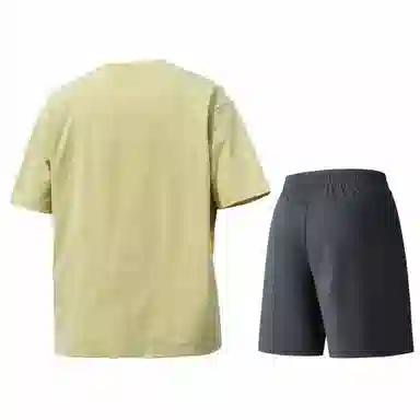 稻草人 美式高街简约基础款纯色户外跑步运动透气休闲宽松舒适百搭短袖短裤健身套装 男女同款