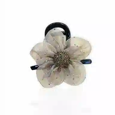 蒙妮 网纱水钻花朵 亚克力 发夹 男女同款情侣款