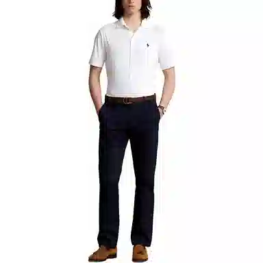 Ralph Lauren SS24 Ribbed Embroidered Polo Shirt White