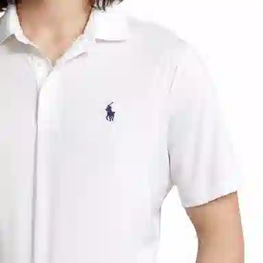 Ralph Lauren SS24 Ribbed Embroidered Polo Shirt White