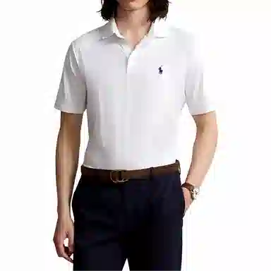 Ralph Lauren SS24 Ribbed Embroidered Polo Shirt White