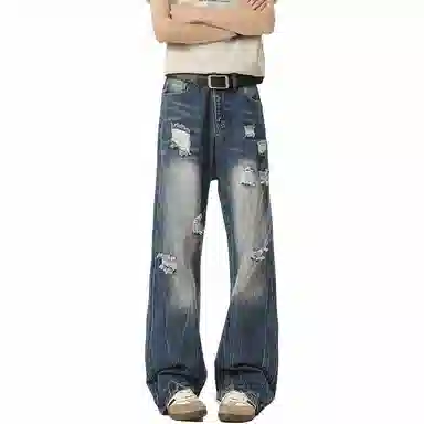 煦加 拉链纯色休闲牛仔裤 男款