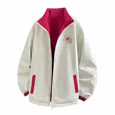 兰缪 美式高街风复古纯色基础款字母日常百搭通勤户外运动休闲宽松圆领无性别主义长袖夹克外套 男女同款