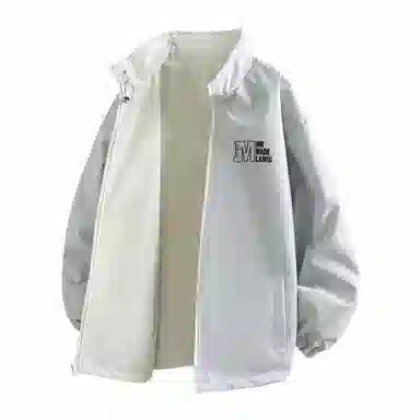 兰缪 美式高街风复古纯色基础款字母日常百搭通勤户外运动休闲宽松圆领无性别主义长袖夹克外套 男女同款