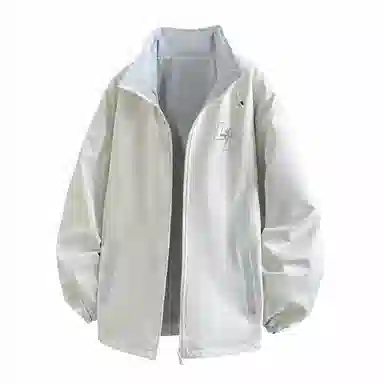 兰缪 美式高街风复古纯色基础款字母日常百搭通勤户外运动休闲宽松圆领无性别主义长袖夹克外套 男女同款