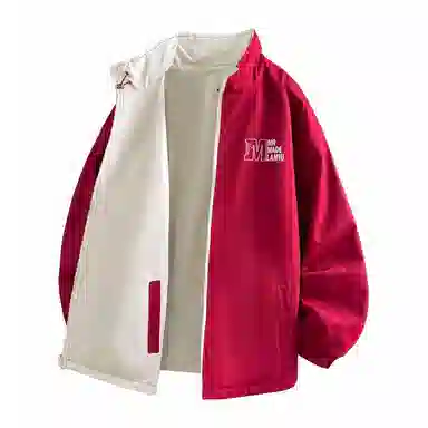 兰缪 美式高街风复古纯色基础款字母日常百搭通勤户外运动休闲宽松圆领无性别主义长袖夹克外套 男女同款