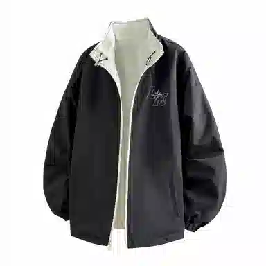 兰缪 美式高街风复古纯色基础款字母品牌防风日常山系通勤户外百搭运动休闲宽松长袖夹克外套 男女同款