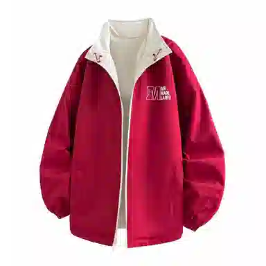 兰缪 美式高街风复古纯色基础款字母日常百搭通勤户外运动休闲宽松圆领无性别主义长袖夹克外套 男女同款