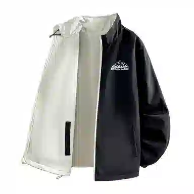 兰缪 美式复古纯色基础款字母防风日常山系通勤户外宽松长袖两面穿夹克外套 男女同款