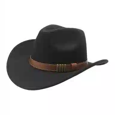 木林森 西部牛仔复古简约皮带佩饰宽帽檐遮阳户外出行显脸小盆帽防晒百搭 毛呢 渔夫帽 男女同款情侣款