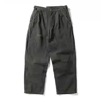 赞仕 系复古重磅纯棉做旧宽松休闲裤 男款