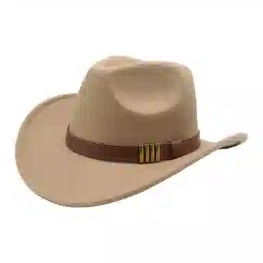 木林森 西部牛仔复古简约皮带佩饰宽帽檐遮阳户外出行显脸小盆帽防晒百搭 毛呢 渔夫帽 男女同款情侣款