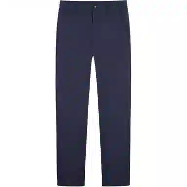 才子 纯色中腰拉链微弹修身直筒休闲裤 男款