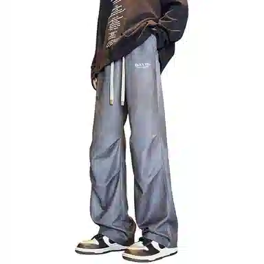 大卫贝肯 美式高街纯色复古做旧字母垂感直筒休闲裤 男女同款