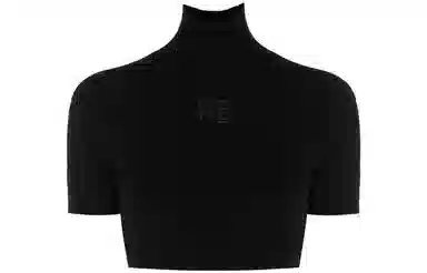 alexander wang FW22 Logo Embossed Cropped Sweater Black