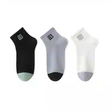 兰缪 学院风小清新纯色透气防滑柔软短袜 男款 组合装