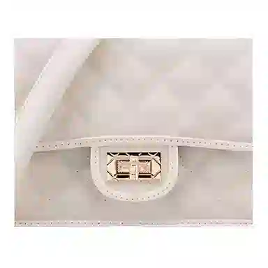 意尔康 质感高级菱格通勤百搭 合成革 小方包斜挎单肩包 小号 女款 米白