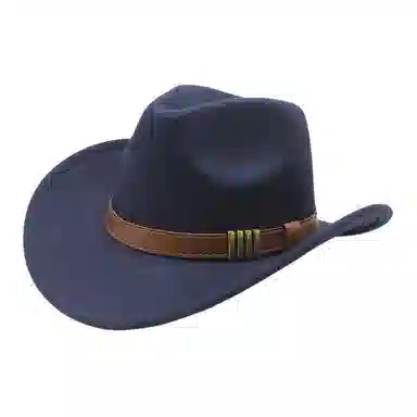 木林森 西部牛仔复古简约皮带佩饰宽帽檐遮阳户外出行显脸小盆帽防晒百搭 毛呢 渔夫帽 男女同款情侣款