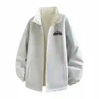 兰缪 美式复古纯色基础款字母防风日常山系通勤户外宽松长袖两面穿夹克外套 男女同款