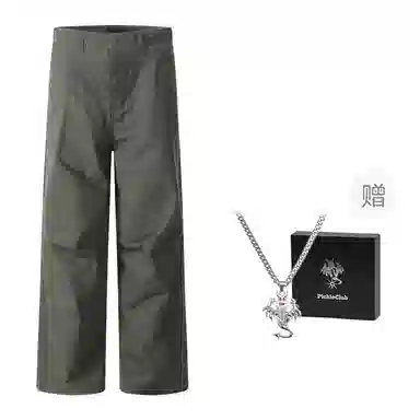 梁拌泡菜 纯棉宽松廓形休闲裤 男女同款 灰绿色