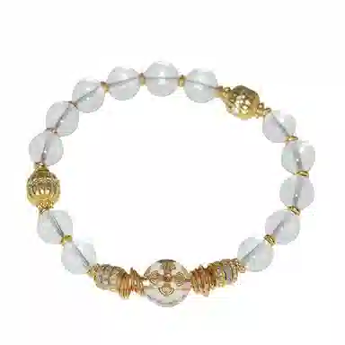 金杰福 转运珠盘缠轻奢气质小众精致百搭天然 白水晶 手串 女款