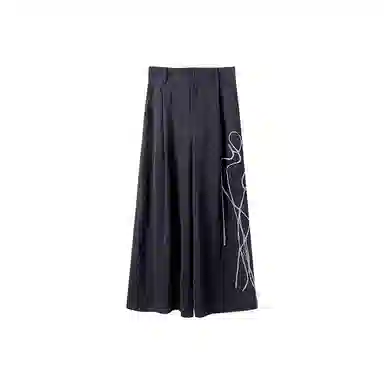 幻象者 原创设计三醋酸绣花阔腿裤八分裤 男女同款 黑色