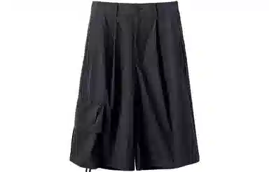 幻象者 宽松中腰薄款五分休闲短裤 男女同款 黑色