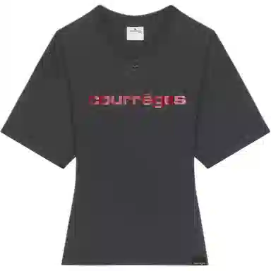 COURREGES SS25 FITTED PRINTED T-SHIRT T Stonewashed Grey