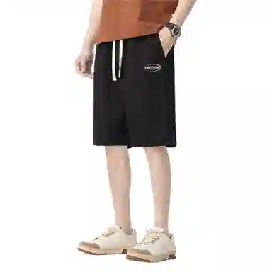 快鱼 薄款透气系绳五分休闲短裤 男女同款