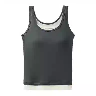 内在密码 桑蚕丝带胸垫宽肩带内搭文胸一体假两件外穿撞色修身背心 女款