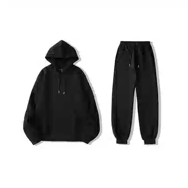 我是大卫 纯色连帽简约直筒束脚休闲卫衣套装 男女同款