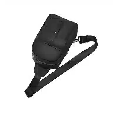 老人头 简约通勤商务时尚 合成革 胸包 男款 黑色