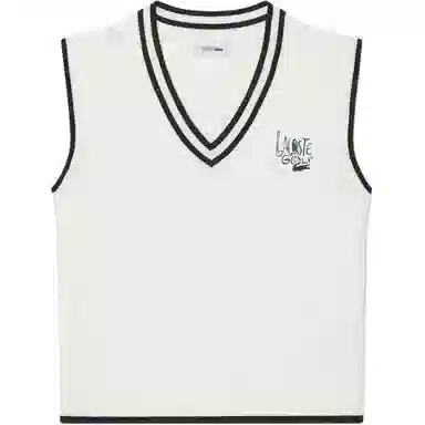 Lacoste V-Neck Knit Vest White Green