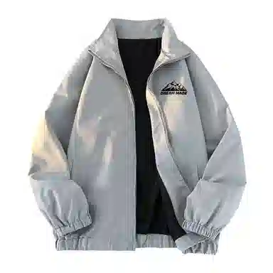 兰缪 美式百搭休闲宽松圆领运动长袖夹克外套 男女同款