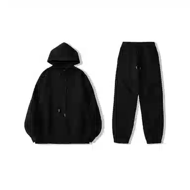 我是大卫 连帽运动风系带直筒束脚休闲裤加厚卫衣套装 男女同款