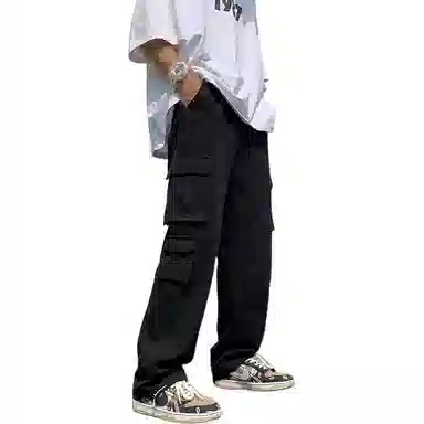 玉儿恋 纯色宽松多口袋机能风工装休闲裤 男款